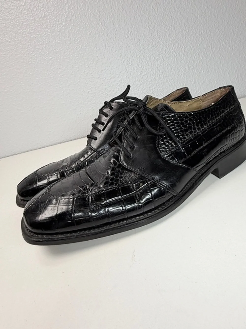 Stacy Adams Genuine Snake Leather Croc Embossed Oxford Dress Shoes men size 9